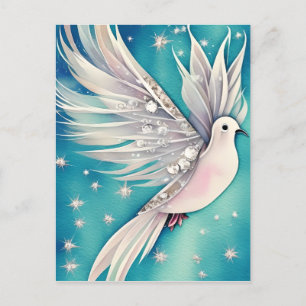 White little dove with ethereal wings postcard