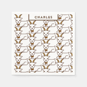 White Little Goat Personalised Napkin