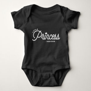 White Little Princess Modern Typography Custom Baby Bodysuit
