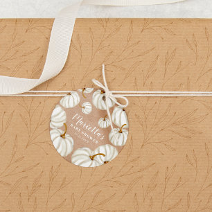 White Little pumpkin kraft fall baby shower Favour Tags