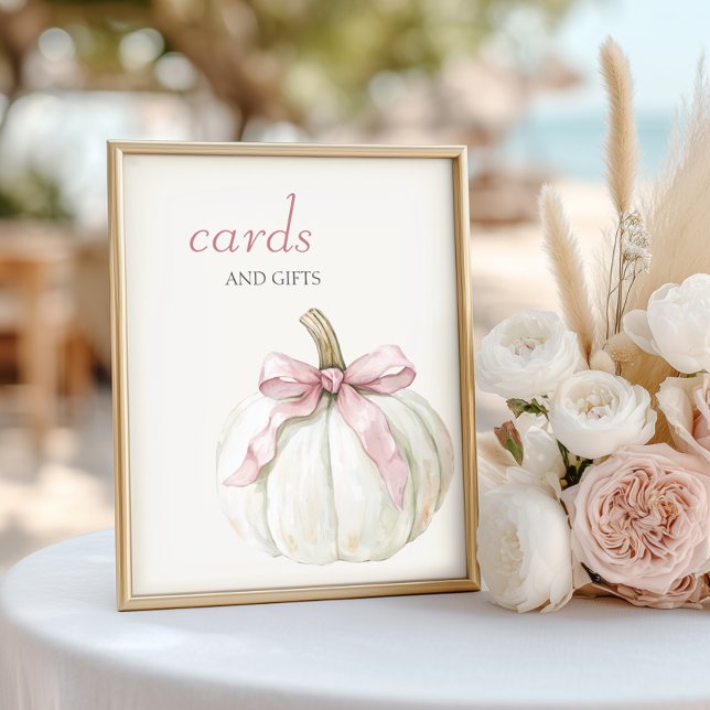 White Little Pumpkin Pink Bow Cards and Gifts  Poster (Creator Uploaded)