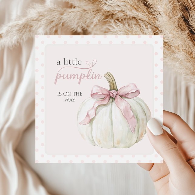 White Little Pumpkin Pink Polka Dots Baby Shower Napkin (Creator Uploaded)