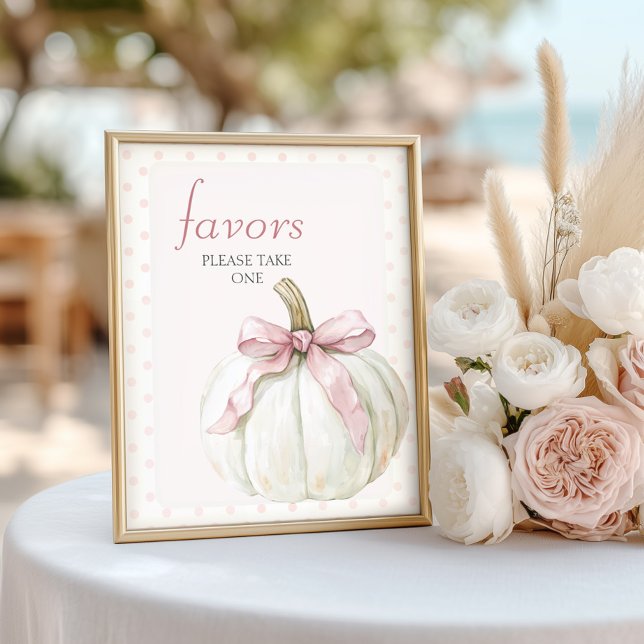 White Little Pumpkin Polka Dots Baby Shower Favour Poster (Creator Uploaded)