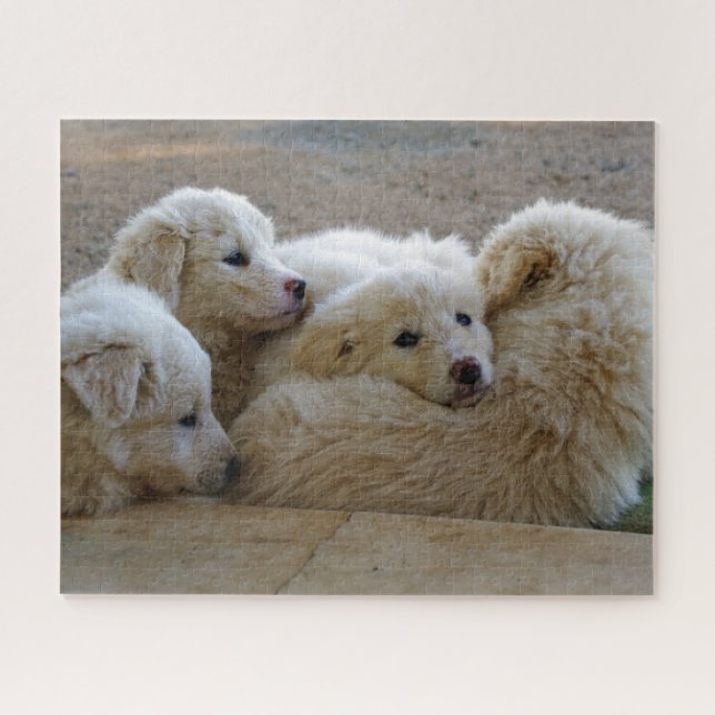 White Livestock Guardian Dog Puppies Jigsaw Puzzle (Horizontal)