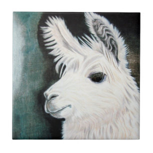 White Llama Ceramic Tile