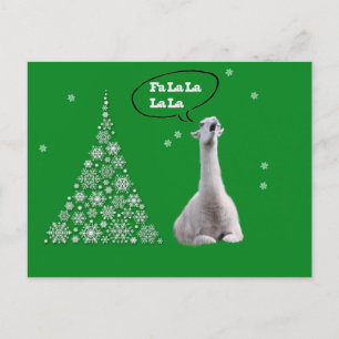 White Llama Sings Christmas Carol: Fa LaLaLama Holiday Postcard
