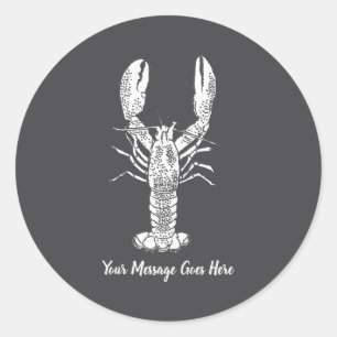 White Lobster Graphic Message Classic Round Sticker