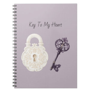 White Lock Purple Key Notebook