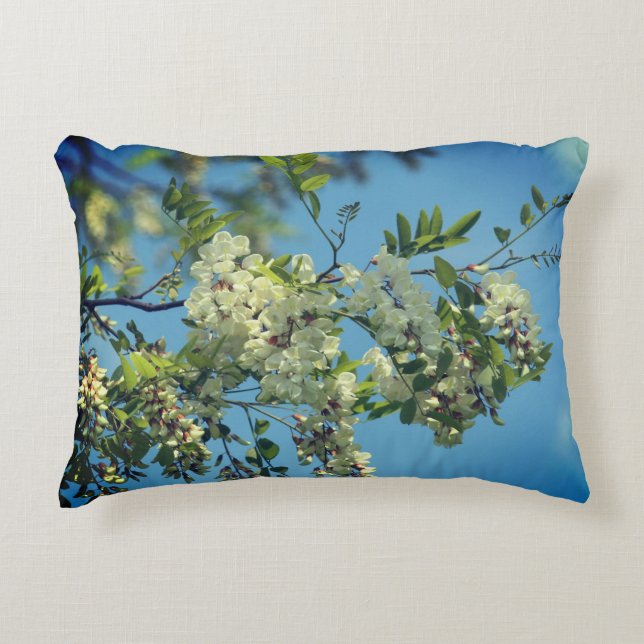 White Locust Flower Blossoms  Decorative Cushion (Front)