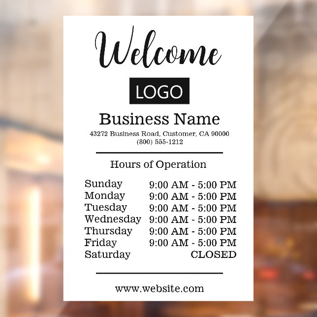 White Logo Hours of Operation Opening Times  (Sheet 2)