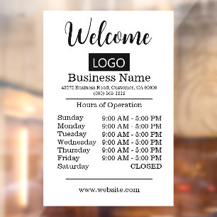 White Logo Hours of Operation Opening Times