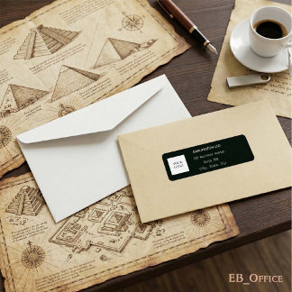 White Logo on Black Background Business Address Return Address Label