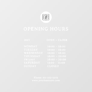 White Logo Opening Hours door sign