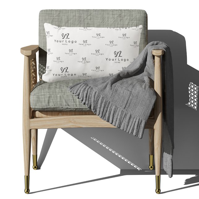 White Logo pattern Business Brand Simple Company L Lumbar Cushion (Creator Uploaded)