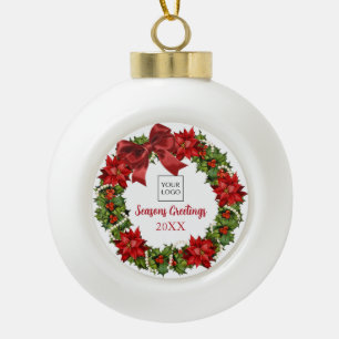 White Logo Wreath Company Holiday Ornament