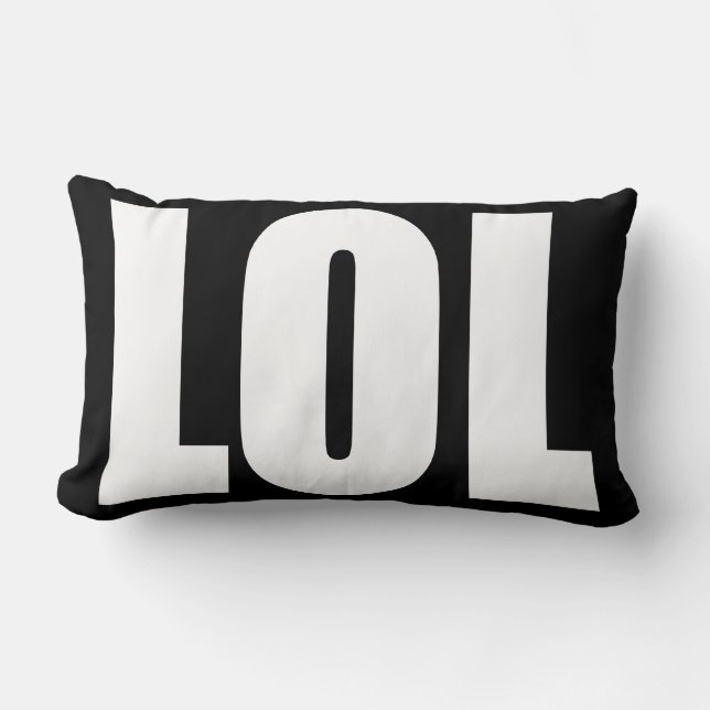 White LOL on Black Pillow (Front)