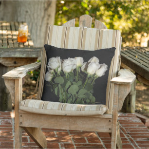 White Long-Stemmed Roses Floral Flowers Photograph Cushion