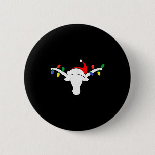 White Longhorn Christmas Lights Santa Hat Horn Ant 6 Cm Round Badge