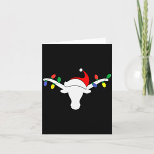 White Longhorn Christmas Lights Santa Hat Horn Ant Card