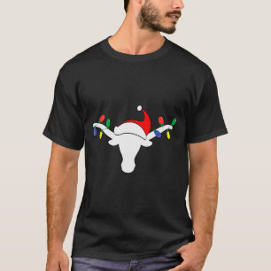 White Longhorn Christmas Lights Santa Hat Horn Ant T-Shirt