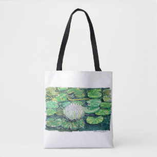 White Lotus and Lily Pads Tote Bag