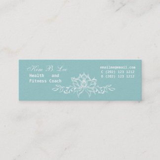 White Lotus Floral on Teal Blue Mini Business Card