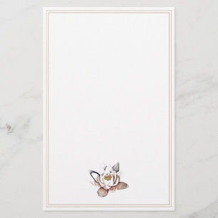 WHITE LOTUS FLOWER BOTANICAL STATIONERY