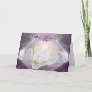 White lotus flower happy birthday card