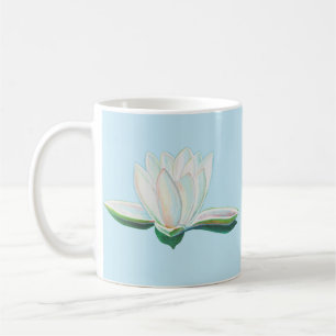 White Lotus  Flower Illustration Coffee Mug