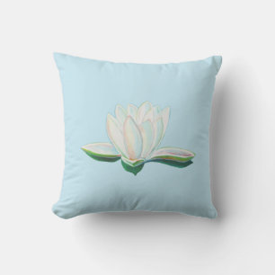 White Lotus  Flower Illustration   Cushion