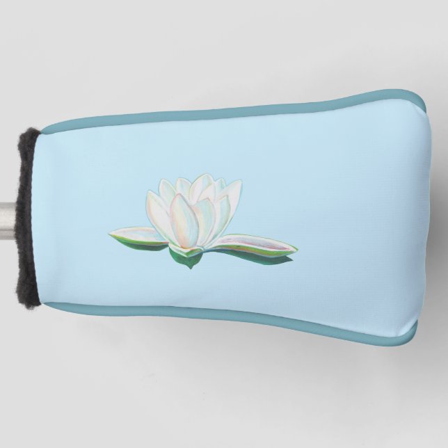 White Lotus Flower Illustration   Golf Head Cover (Front)