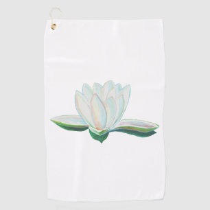 White Lotus Flower Illustration Golf Towel