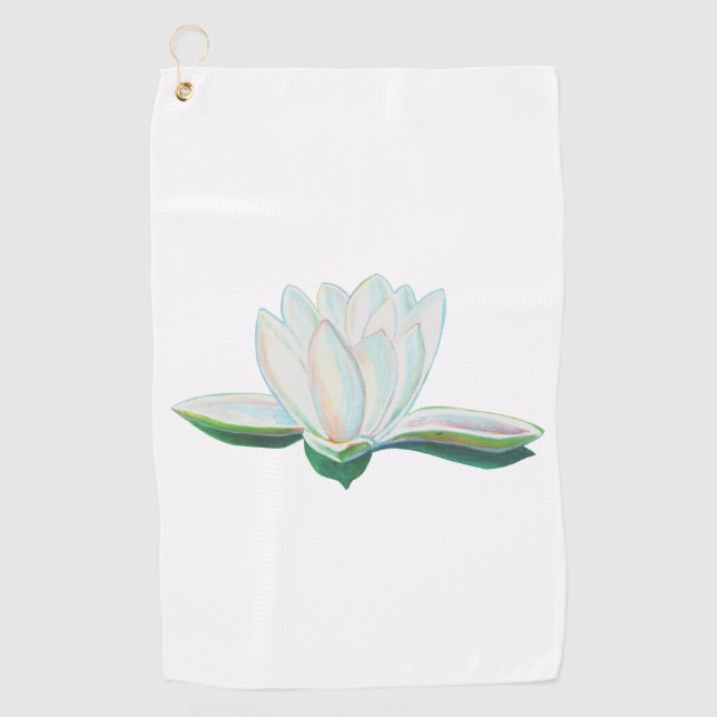 White Lotus Flower Illustration   Golf Towel (Front)