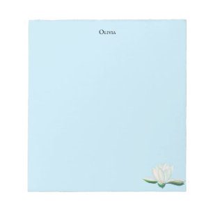White Lotus Flower Illustration   Notepad