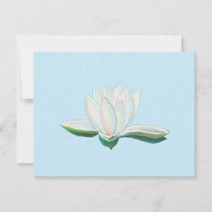 White Lotus Flower Luminous RSVP Card
