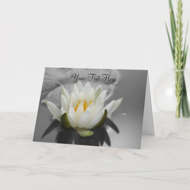 White Lotus Flower Partial Colour Nature Photo Car Card (Front)