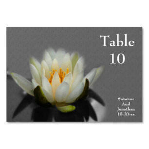 White Lotus Flower Personalized Table Number