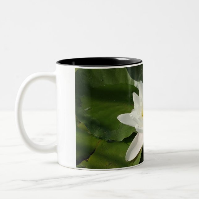 White Lotus Flower Photography   Mug (Left)