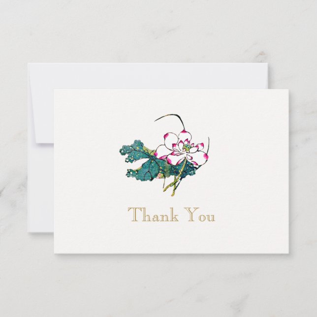 White  Lotus Flower Thank You Invitation (Front)