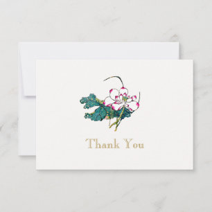 White Lotus Flower Thank You Invitation