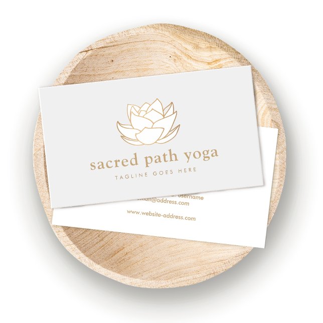 White Lotus Flower Yoga and Meditation Teacher Business Card (Creator Uploaded)
