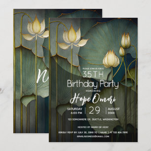 White Lotus Flowers, Beautiful Healing Nature Invitation