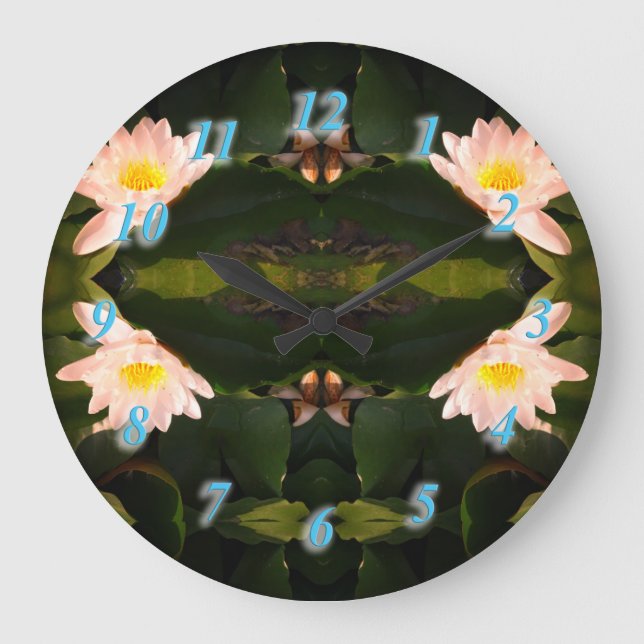 White Lotus Flowers Wall Clock (Front)