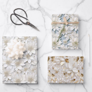 White Lotus Flowers   Wrapping Paper Sheet