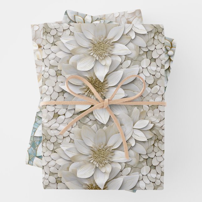 White Lotus Flowers   Wrapping Paper Sheet (In situ)