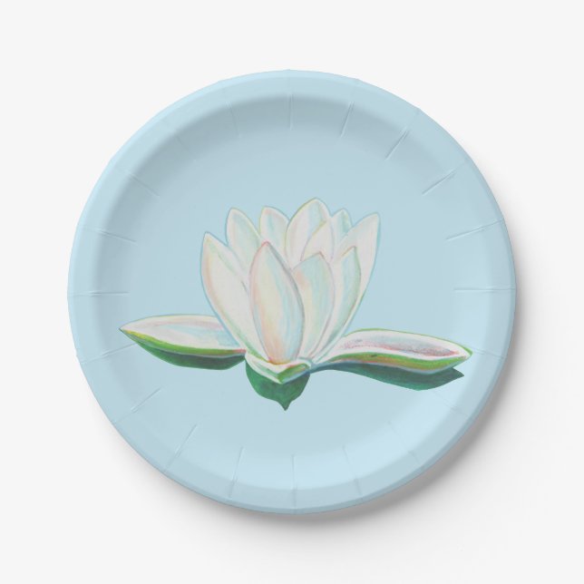 White Lotus Illustration   Paper Plate (Front)