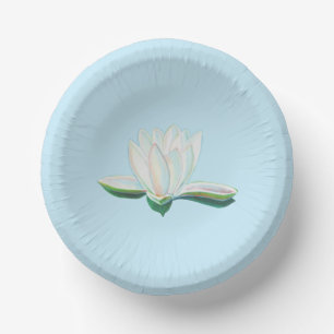White Lotus Illustration Paper Plate