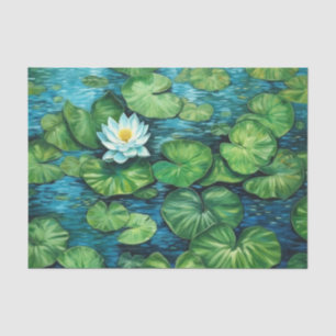 White Lotus Lily Pads Floral Decoupage Tissue Paper