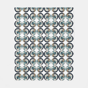 White Lotus & Ocean Wave – Elegance in Motion Fleece Blanket