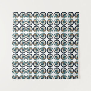 White Lotus & Ocean Wave – Elegance in Motion Tapestry